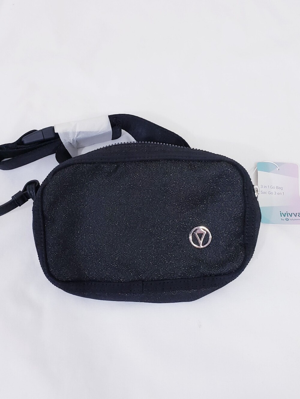 Ivivva by Lululemon Belt Bag Black Shimmer 3 in 1 Go Bag Crossbody New With Tags